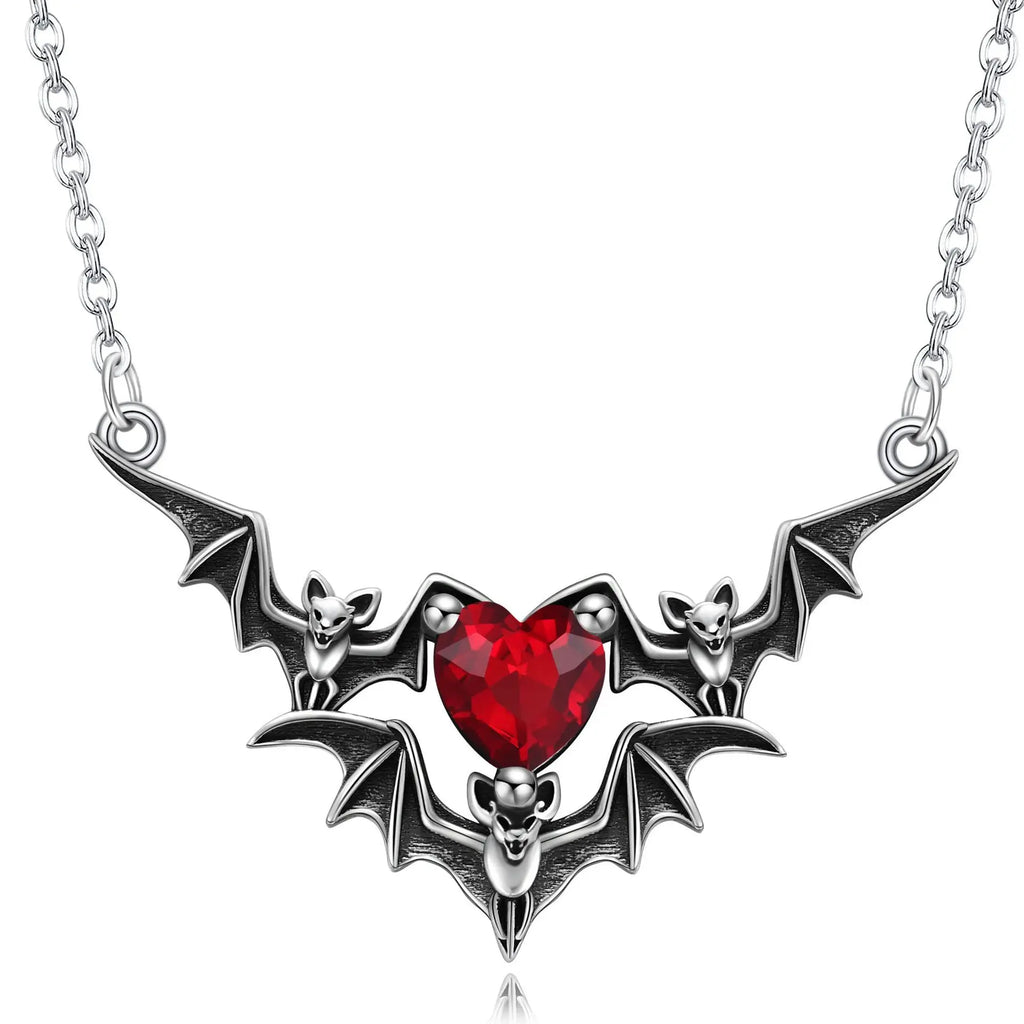 Vintage Bat Choker Pendant Necklace Halloween Witch Jewelry