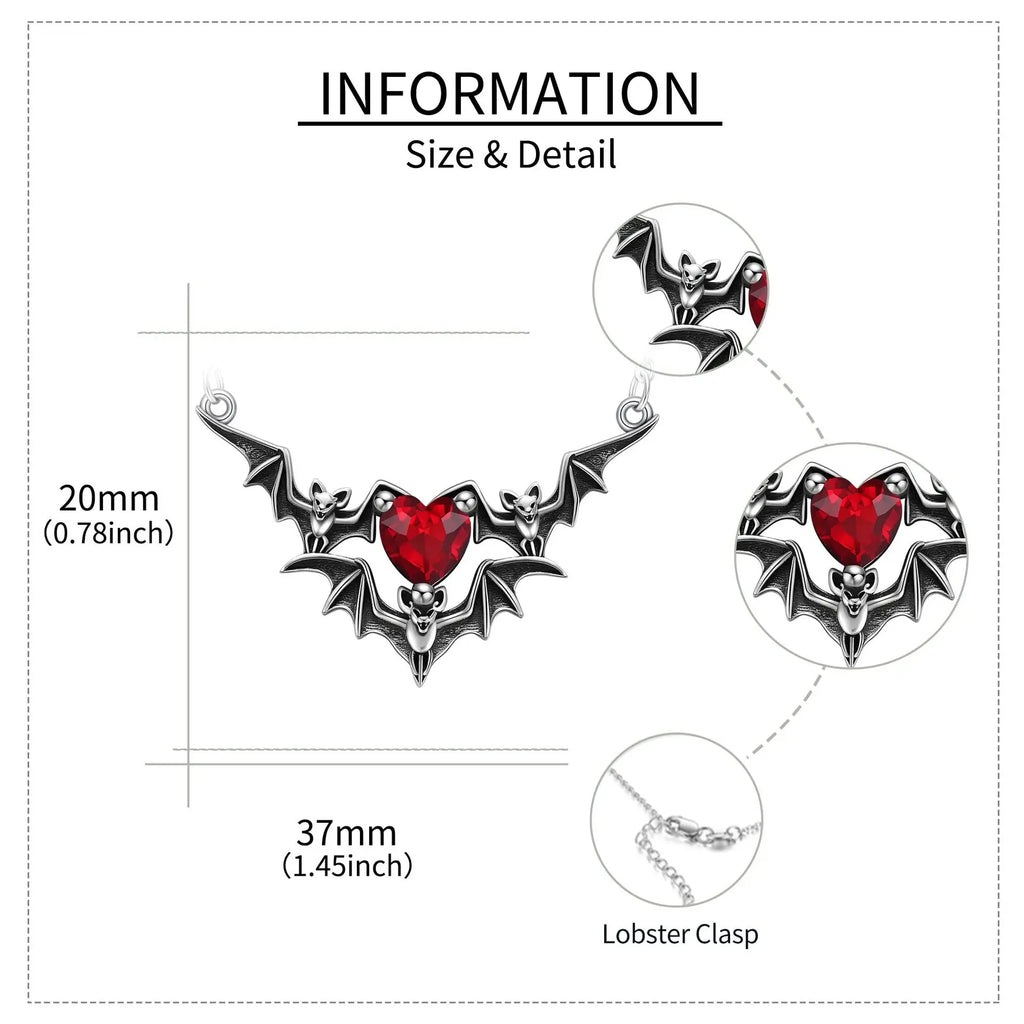 Vintage Bat Choker Pendant Necklace Halloween Witch Jewelry