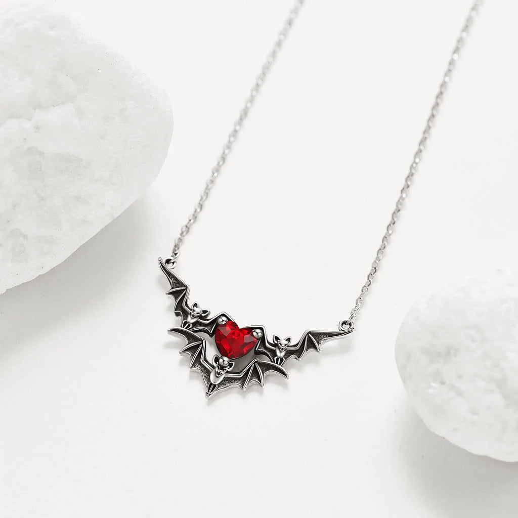 Vintage Bat Choker Pendant Necklace Halloween Witch Jewelry