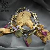 Vintage Beads Bracelet & Bangle with Tassel Pendants
