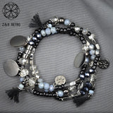 Vintage Beads Bracelet & Bangle with Tassel Pendants