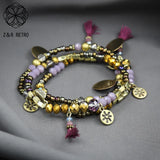 Vintage Beads Bracelet & Bangle with Tassel Pendants