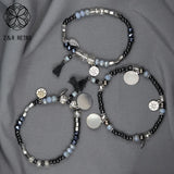 Vintage Beads Bracelet & Bangle with Tassel Pendants