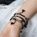 Vintage Beads Bracelet & Bangle with Tassel Pendants