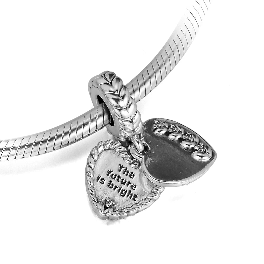 Vintage Heart Seeds Charms for Bracelets DIY - Silver 925 Beads