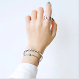 925 Silver Turquoise & Agate Chain Bracelet for Women