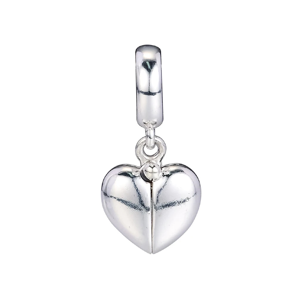 Vintage Silver Beads Family Heart Charms for Bracelets DIY Jewelry Making