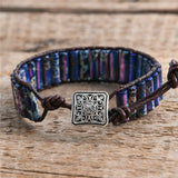 Vintage Beads Leather Wrap Bracelets with Jaspers