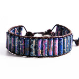 Vintage Beads Leather Wrap Bracelets with Jaspers