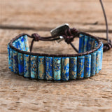 Vintage Beads Leather Wrap Bracelets with Jaspers