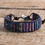 Vintage Beads Leather Wrap Bracelets with Jaspers