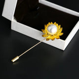 Vintage Bee Rhinestone Pearl Flower Brooch Crystal Jewelry Pin