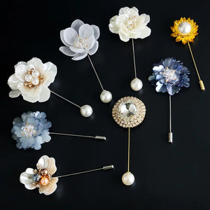 Vintage Bee Rhinestone Pearl Flower Brooch Crystal Jewelry Pin