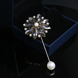 Vintage Bee Rhinestone Pearl Flower Brooch Crystal Jewelry Pin