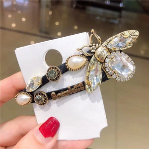 Vintage Bee Sunflower Hairpin Green Crystal Hairpin Women's Female Insect BB Hai