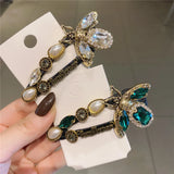 Vintage Bee Sunflower Hairpin Green Crystal Hairpin Women's Female Insect BB Hai