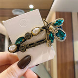 Vintage Bee Sunflower Hairpin Green Crystal Hairpin Women's Female Insect BB Hai