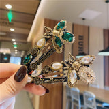 Vintage Bee Sunflower Hairpin Green Crystal Hairpin Women's Female Insect BB Hai