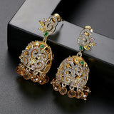Vintage Crystal Zircon Tassel Dangle Earrings Indian Dubai Bollywood Jhumka
