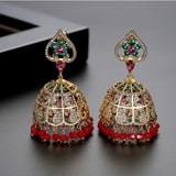 Vintage Crystal Zircon Tassel Dangle Earrings Indian Dubai Bollywood Jhumka