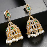 Vintage Crystal Zircon Tassel Dangle Earrings Indian Dubai Bollywood Jhumka