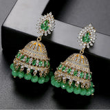 Vintage Crystal Zircon Tassel Dangle Earrings Indian Dubai Bollywood Jhumka