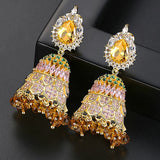 Vintage Crystal Zircon Tassel Dangle Earrings Indian Dubai Bollywood Jhumka
