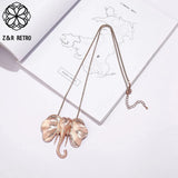 Vintage Elephant Long Chains Necklace Goth Jewelry for Women