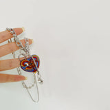 Vintage Glaze Heart Pendant Necklace Punk Chain Choker for Hip Hop Girl