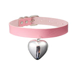 Vintage Leather Heart Choker Necklace for Women