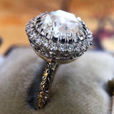 Vintage Crystal Wedding Engagement Ring 925 Silver Women Jewelry