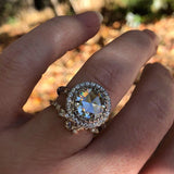 Vintage Crystal Wedding Engagement Ring 925 Silver Women Jewelry