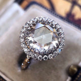Vintage Crystal Wedding Engagement Ring 925 Silver Women Jewelry