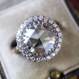 Vintage Crystal Wedding Engagement Ring 925 Silver Women Jewelry