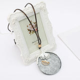 Vintage Stone Necklace with Leaf Pendant Jewelry for Women