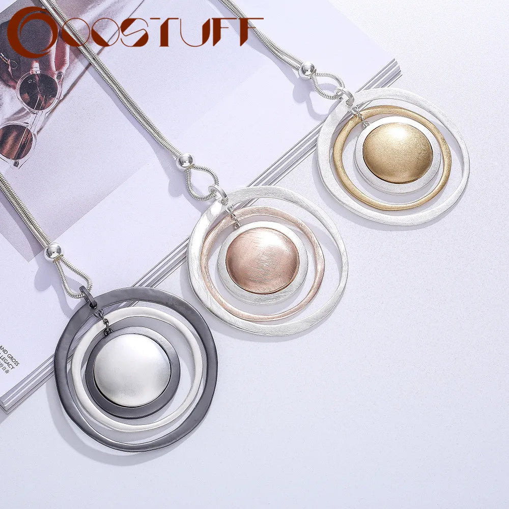 Vintage Statement Necklace Round Pendant Jewelry for Women