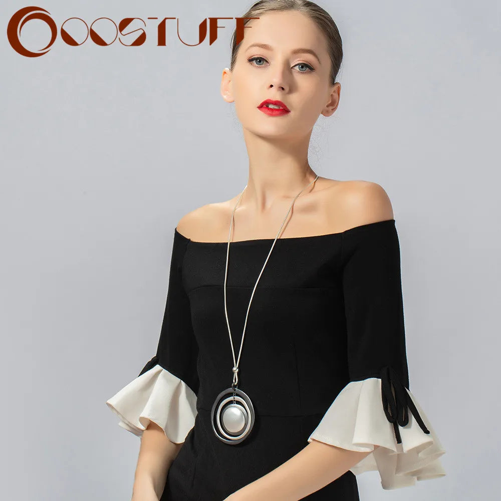 Vintage Statement Necklace Round Pendant Jewelry for Women