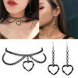 Vintage Barbed Wire Chokers Necklace Heart Pendant Earrings