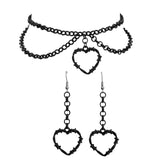 Vintage Barbed Wire Chokers Necklace Heart Pendant Earrings