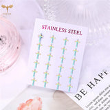 Vintage Cross Earrings Christian Jewelry Stainless Steel Stud