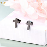 Vintage Cross Earrings Christian Jewelry Stainless Steel Stud