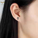 Vintage Cross Earrings Christian Jewelry Stainless Steel Stud