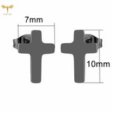 Vintage Cross Earrings Christian Jewelry Stainless Steel Stud