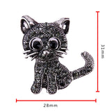Vintage Crystal Cat Brooch Pins 28x31x3mm Women Brooch