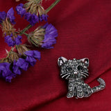 Vintage Crystal Cat Brooch Pins 28x31x3mm Women Brooch