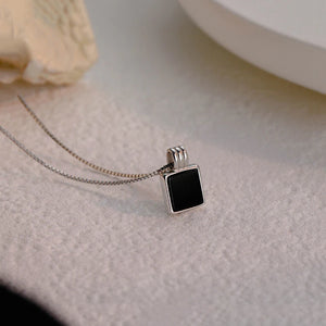 Vintage Crystal Square Pendant Necklace Women Kpop Retro Zircon Charms Box Chain