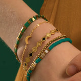 Adjustable Geometric Enamel Bangle Stainless Steel Waterproof Jewelry
