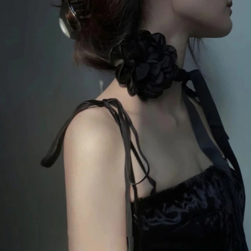 Vintage Flower Choker Necklace Gothic Dark Girl Collar Necklace