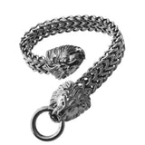 Vintage Lion Head Stainless Steel Bracelet Men 12mm Wide Link