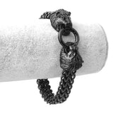 Vintage Lion Head Stainless Steel Bracelet Men 12mm Wide Link